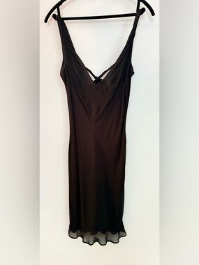Black Strapless Slip Dress with Delicate V Detail